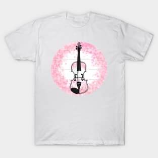 Floral Violin Japanese Cherry Blossom Violinist Musician T-Shirt